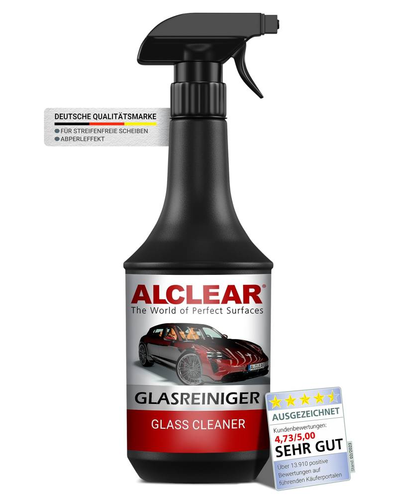 ALCLEAR Glasreiniger Auto für Windschutzscheiben - Premium Autoscheiben Reiniger mit Tiefenwirkung & Abperleffekt - 100% Streifenfrei - Intensiv Scheibenreiniger für Innen & Außen - 1000ml von ALCLEAR