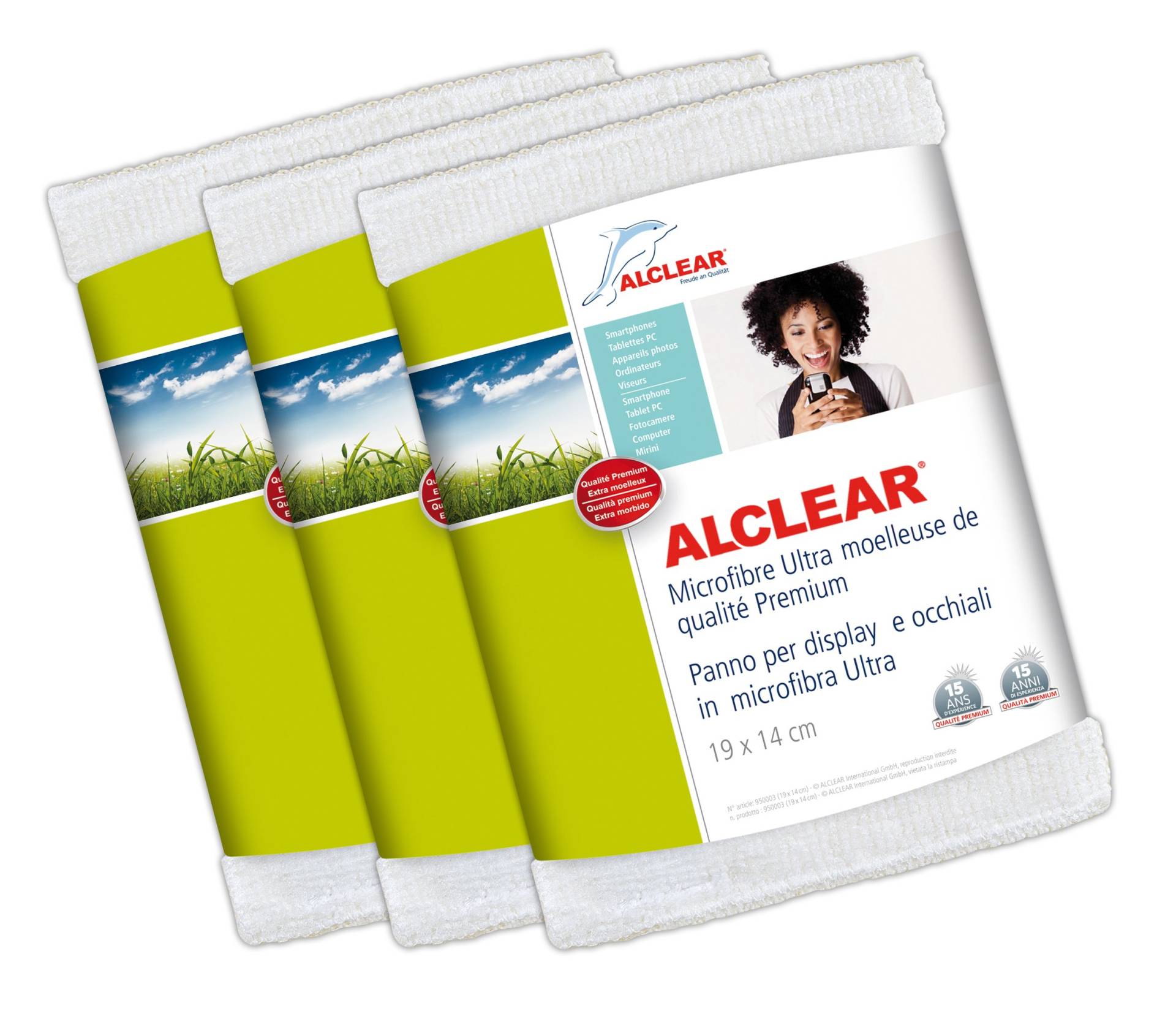ALCLEAR Mikrofaser-Monitortuch für iPhone/iPod/iPad und andere Touchscreen-Handys 3er Packung von ALCLEAR