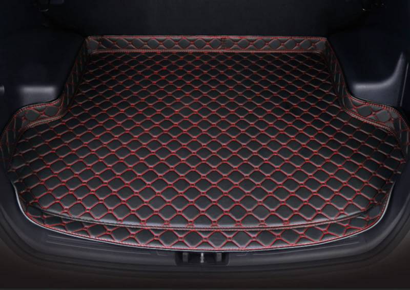 Für Merce-des Be-nz EQC 400 2021 Auto Leder Kofferraummatte, Kofferraumwanne Cargo Kofferraum Schutzmatten Teppich Kratzfest Innenzubehör,A/Black-Red von ALDEPO