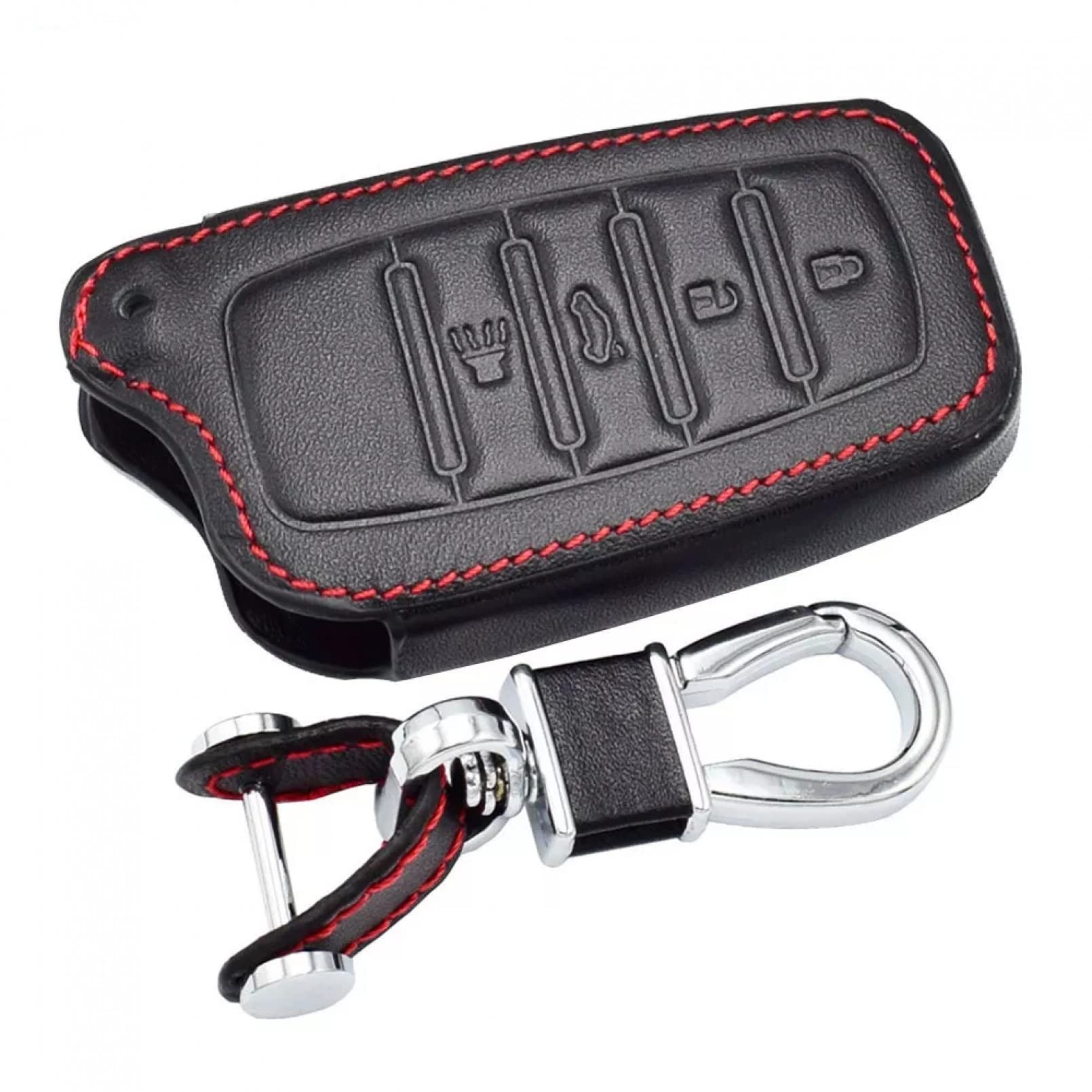 Leder Autoschlüssel Abdeckung 4 Tasten Smart Remote Fob Case Schutztasche Schlüsselanhänger Auto Zubehör für Toyota Miral Fortuner Rav4 Highlander Crown von ALIANQ