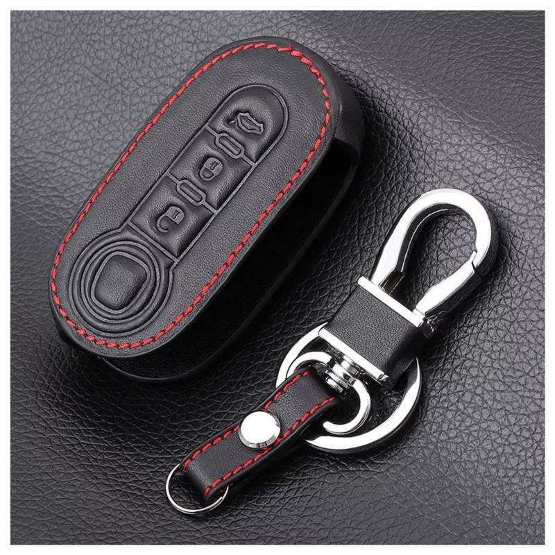 ALIANQ Leder Autoschlüssel Hülle 3 Tasten für FIAT 500 Flip Folding Auto Remote Shell Fob Protecor Zubehör von ALIANQ