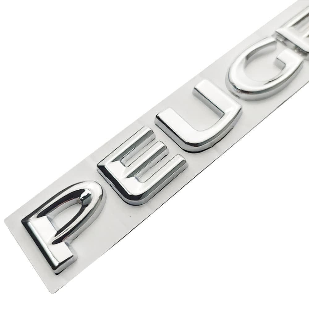 Auto Schriftzug, Dekorativer Logo Aufkleber, Für Peugeot 107 206 207 208 308 307 407 508 2008 3008, Ersatz 3D Schutzaufkleber, Modifikationszubehör,Silver von ALIEDA