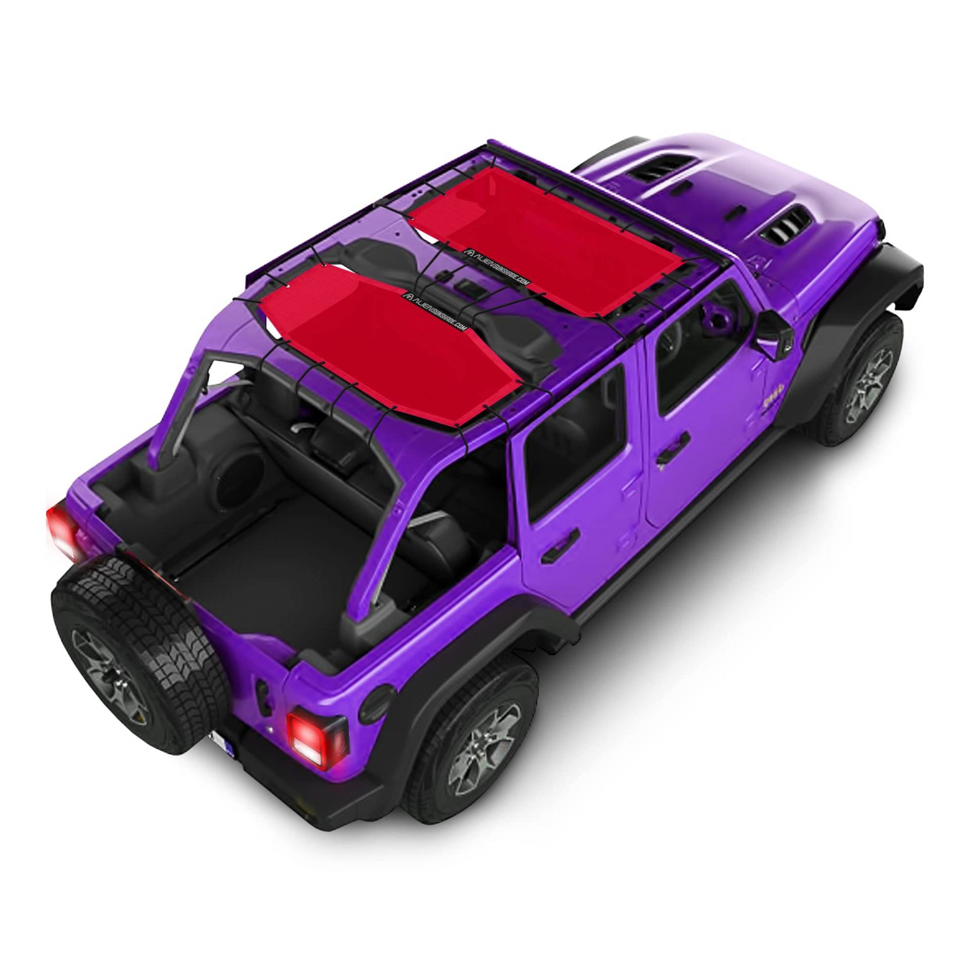 Alien Sunshade Jeep Wrangler JLU Rot (2018–2023) vorne und hinten, Mesh-Sonnenschutz für JL Unlimited, blockiert UV-Strahlen, Wind, Lärm, Bikini-Jlkini-Top für Sport, Sport S, Sahara, Rubicon von ALIEN SUNSHADE