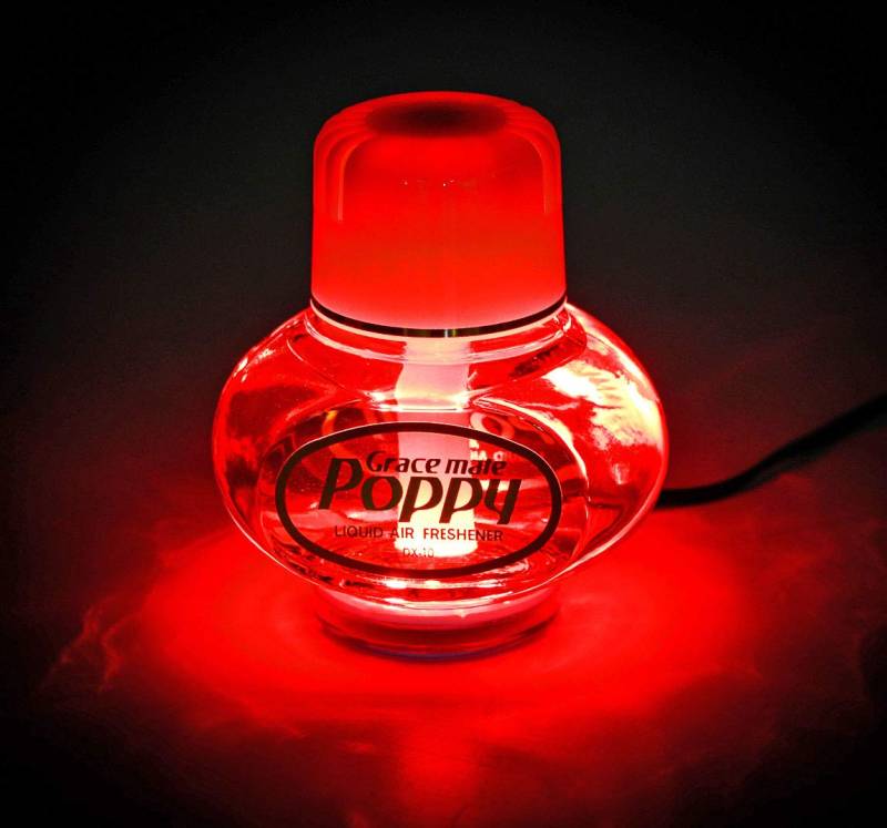 All Ride Lufterfrischer Original Poppy mit roter LED Beleuchtung, Duft Inhalt 150 ml, 24 Volt Anschluss für LKW (Duft Gardenie) von All Ride