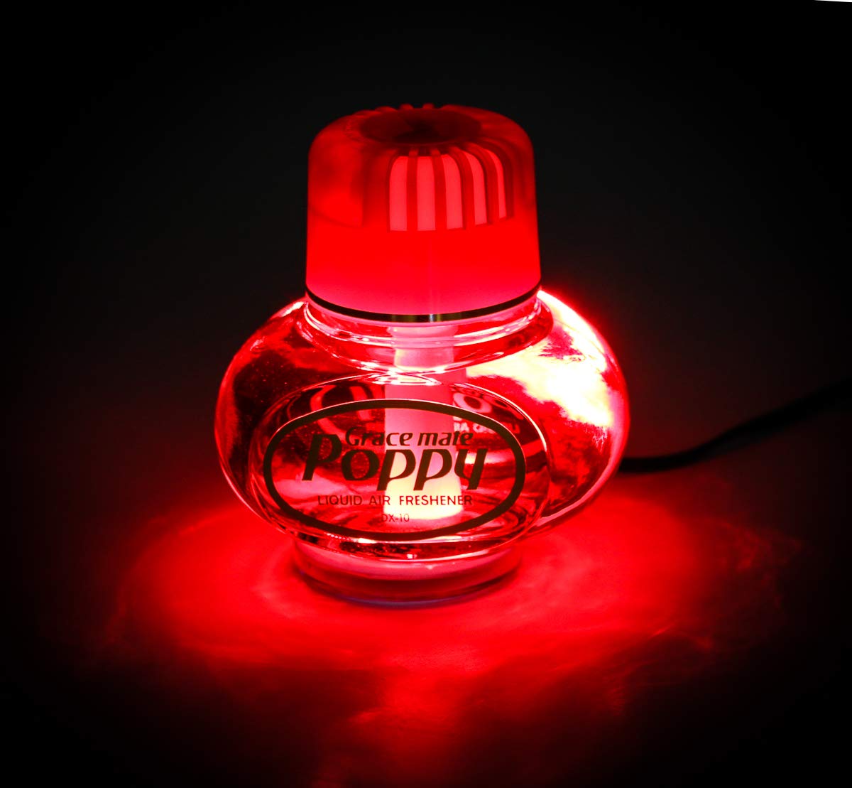 All Ride Lufterfrischer Original Poppy mit roter LED Beleuchtung, Duft Inhalt 150 ml, 24 Volt Anschluss für LKW (Duft Kirsche) von All Ride
