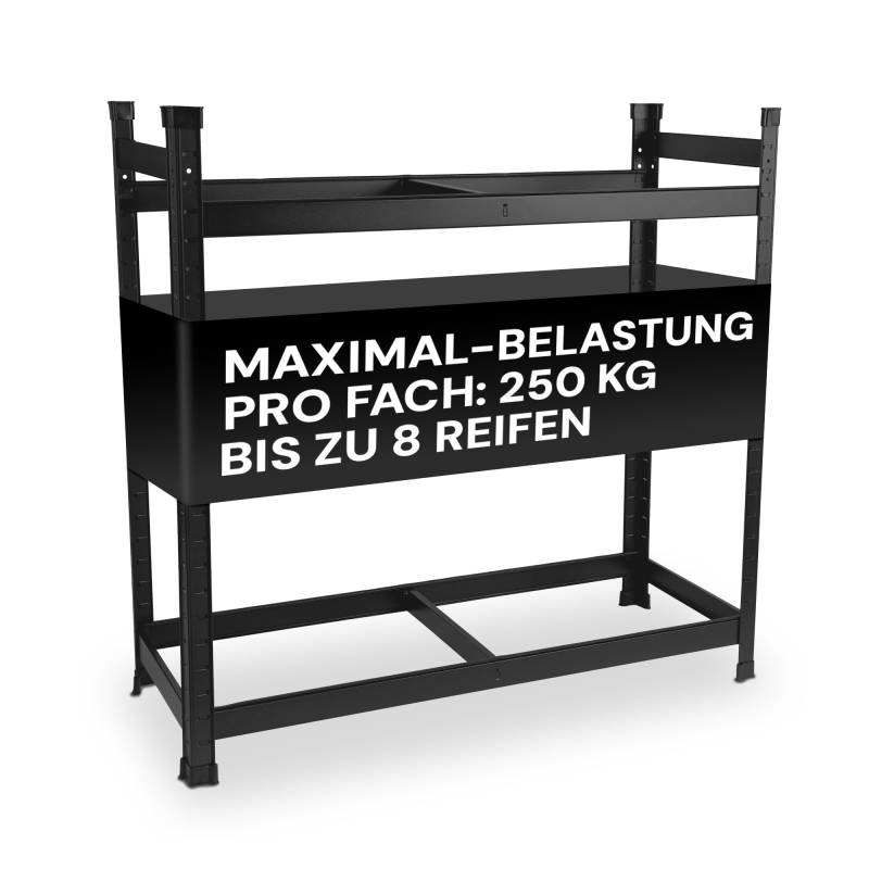 ALL Premium Reifenregal 8 Reifen 100x110x40cm schwarz, 250kg Traglast, platzsparend, Reifenständer und Reifenhalter, Felgenbaum Garagen Zubehör für Garage & Lager von ALL