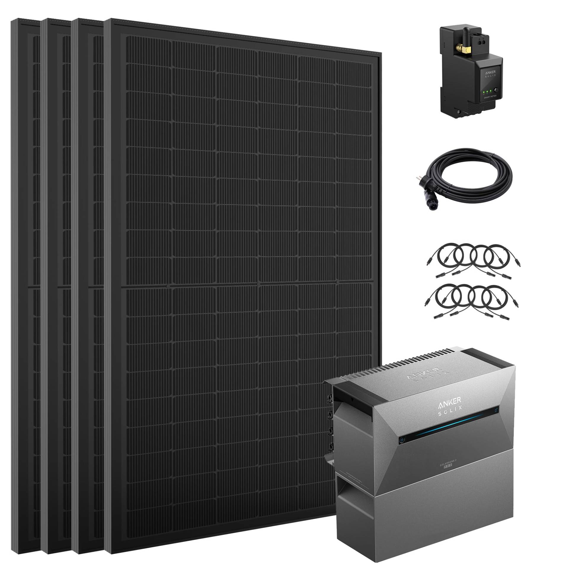 ALLDREI® Balkonkraftwerk mit Speicher 2 Pro, Solarbank E1600Pro All in One Stromspeicher 1,6kWh mit Wechselrichter, Komplettset mit 1,6kWh Akku BP1600, 4x440W Solarpanel & Smarten Zähler von ALLDREI