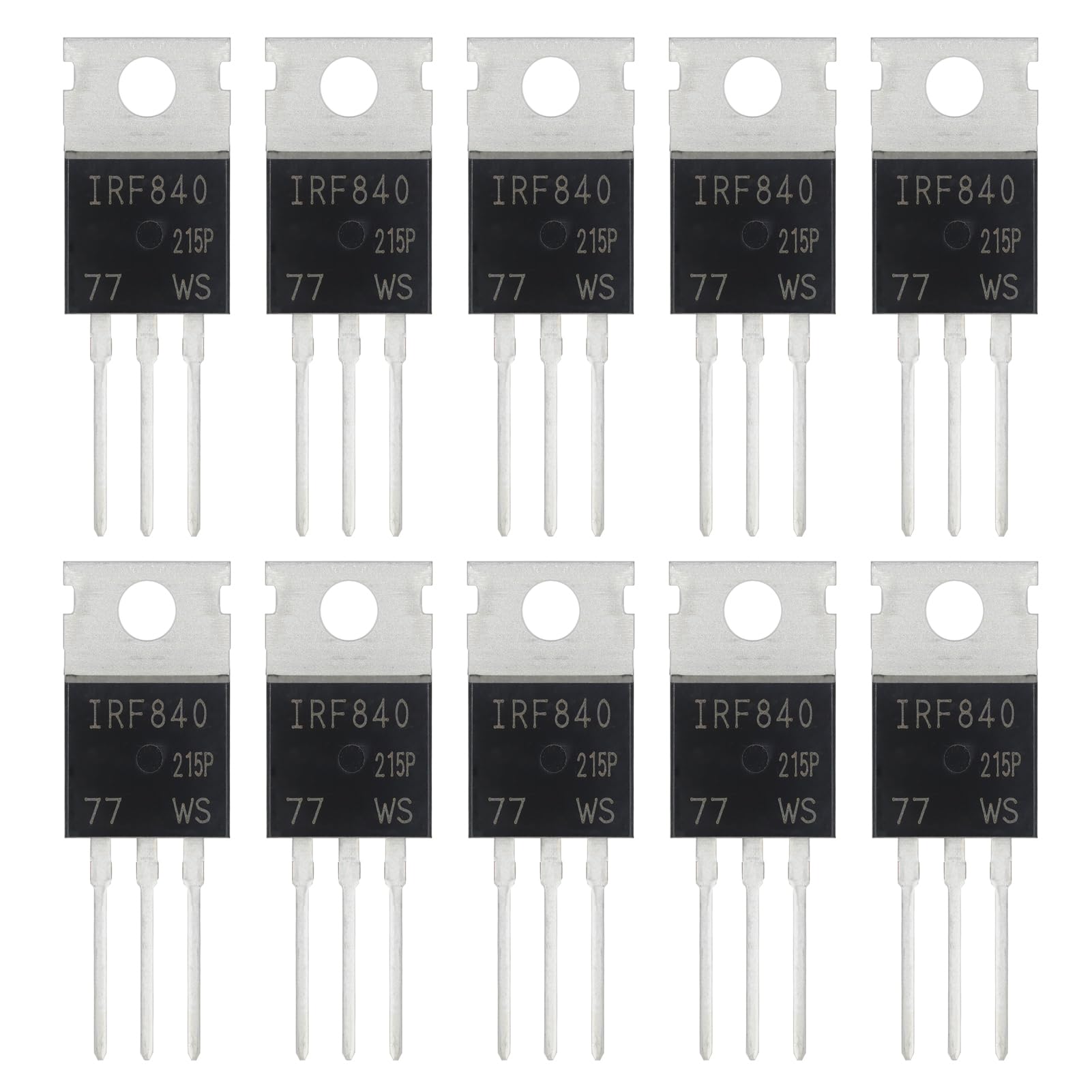 ALLECIN 10 Stück IRF840 IRF840N IRF840A IRF840PBF MOSFET Transistoren Leistungs Halbleiterprodukte 8A 500V N-Kanal MOSFETS Transistor 8 Ampere 500 Volt TO-220 von ALLECIN