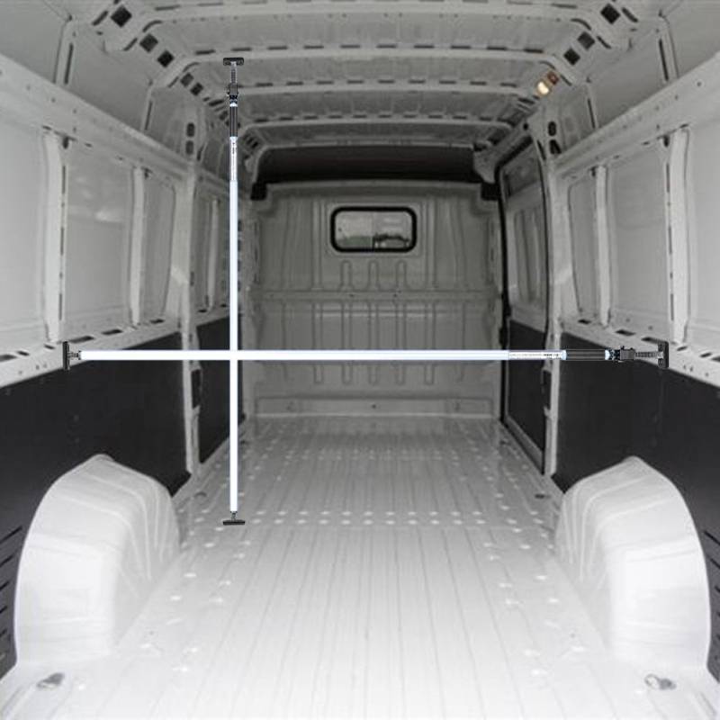 ALLEGRA Ladungssicherung und Transportsicherung für PKW LKW Anhänger und Transporter, Klemmstange Spannstange für die Tür, Ladesicherung für Auto Ausziehbar (1,00m - 1,75m, Weiß) von ALLEGRA