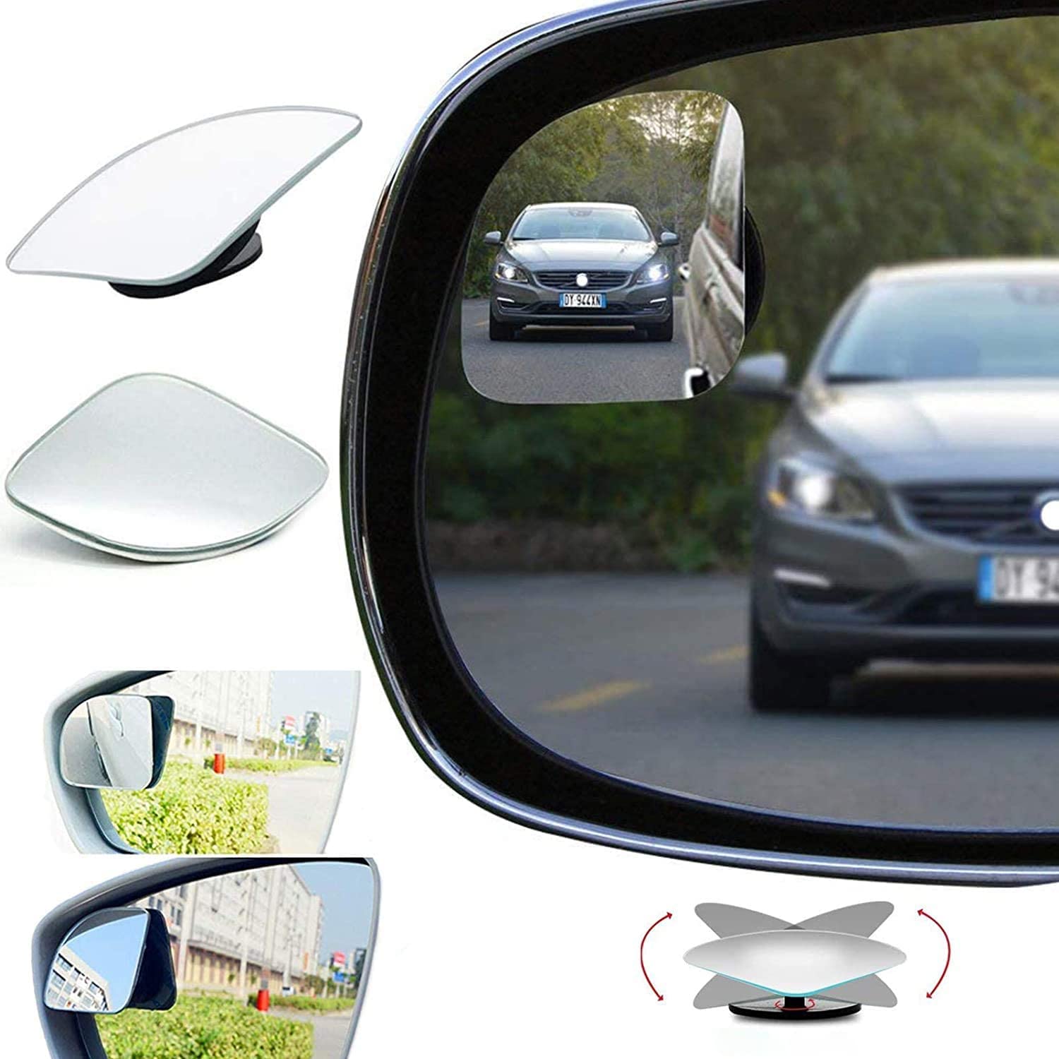 Auto totwinkel Spiegel,Blindspot Spiegel High Definition 360 Grad Einstellbare Auto Rückspiegel Weitwinkel Selbstklebende Blindspiegel für alle Autospiegel (2 Pcs) von ALLILUYAA