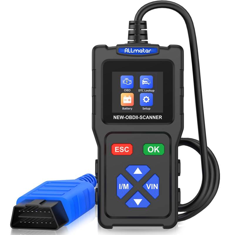ALLmeter OBD2 Diagnosegerät, 9-in-1 OBD2 Scanner mit DTC-Lexikon und 13 Sprachversionen, 1,7 Zoll Farbdisplay, Spannungsanalyse, OBD2 Lesegerät für alle Fahrzeuge ab 1996 von ALLmeter