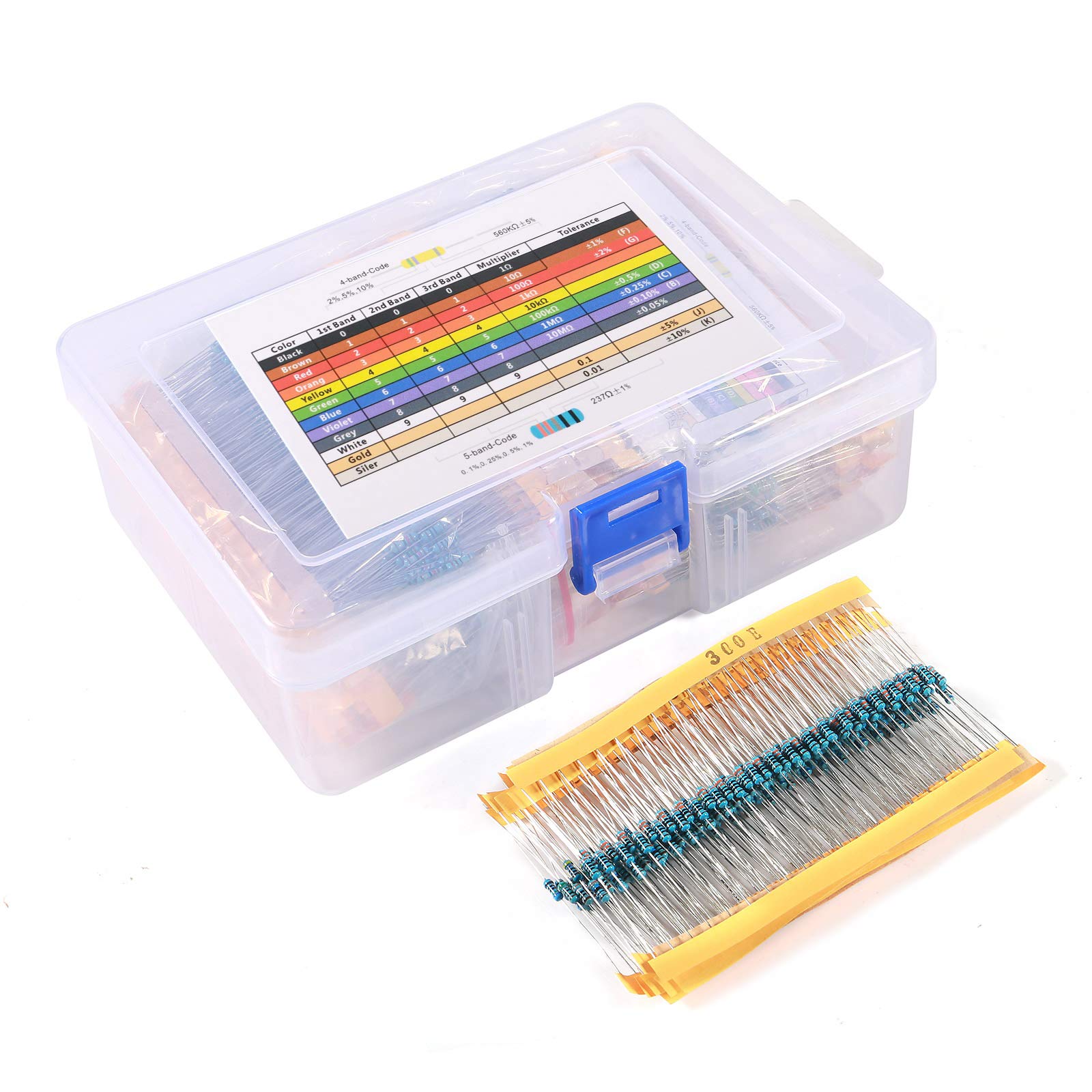 2600Pcs 130 Werte Widerstands-Kit, 1% verschiedene Widerstände 1 Ohm-3M Ohm 1 / 4W Metallfilmwiderstände Sortiment mit Aufbewahrungsbox für DIY-Projekte 2600Pcs 130 Werte Widerstands-Kit, 1% verschiedene Widerstände 1 Ohm-3M Ohm 1 / 4W Metallfilmwiderstände Sortiment mit Aufbewahrungsbox für DIY-Projekte von ALMOCN