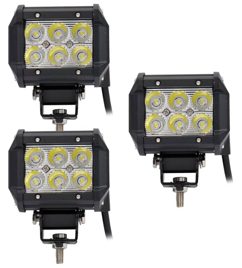 3X 18W Led Arbeitsscheinwerfer Offroad Lampe IP67 1560LM Flood Scheinwerfer Led Arbeitslicht Light Bar 12V 24V Zusatzscheinwerfer Rückfahrscheinwerfer von Greenmigo
