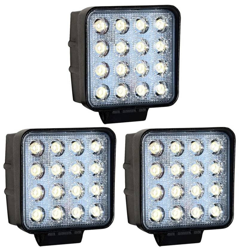 ALPHA DIMA 3pcs Arbeitslicht 48W LED Arbeitsscheinwerfer Offroad Flutlicht Spotlight Reflektor Scheinwerfer Arbeitsscheinwerfer Schwarz Aluminium Druckguss IP67 12V 24V von Greenmigo