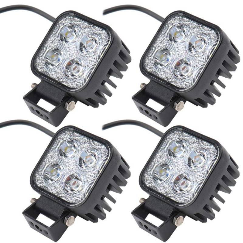 4X 12W Led Arbeitsscheinwerfer Offroad Lampe Flood Scheinwerfer LED Arbeitslicht 12V 24V Zusatzscheinwerfer Rückfahrscheinwerfer für Traktor Bagger SUV - 60 Grad Wasserdicht IP67 1120LM von Greenmigo
