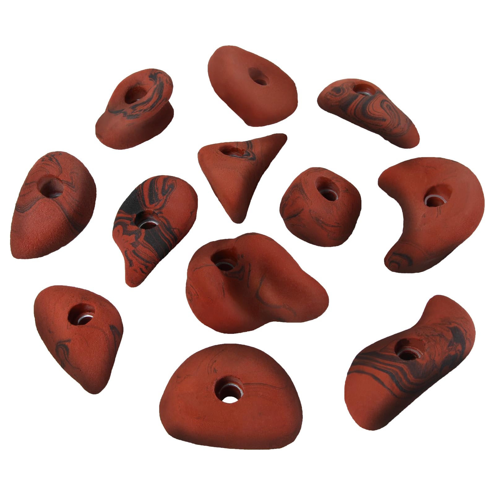 ALPIDEX 12 Klettergriffe | Klettersteine | Verschiedene Formen | Ergonomische Rundungen | Hinterschneidung - Farbe:rot-meliert ALPIDEX 12 Klettergriffe | Klettersteine | Verschiedene Formen | Ergonomische Rundungen | Hinterschneidung - Farbe:rot-meliert von ALPIDEX