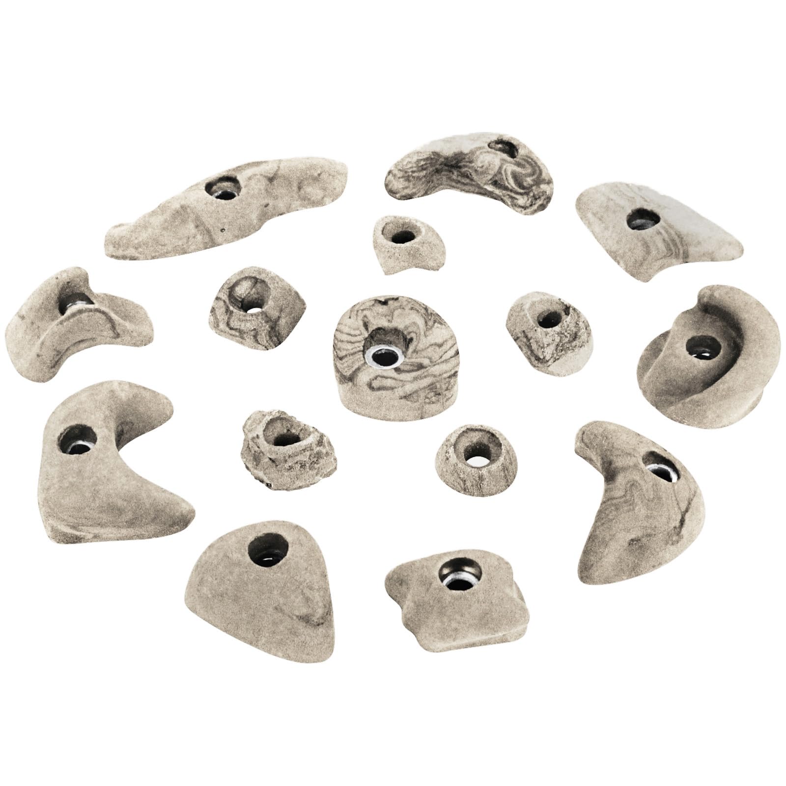 ALPIDEX 15 Klettergriffe | Klettersteine | Je 5 Griffe Größen L, M, S | Verschiedene Formen Größen | Ideales Starterset | Klettergriffset, Farbe:weiß-meliert ALPIDEX 15 Klettergriffe | Klettersteine | Je 5 Griffe Größen L, M, S | Verschiedene Formen Größen | Ideales Starterset | Klettergriffset, Farbe:weiß-meliert von ALPIDEX