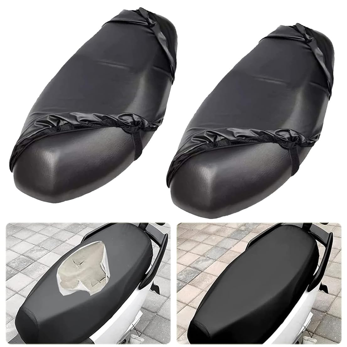 Leder Wasserdicht Sitzabdeckung Universal Schwarz Sitzabdeckung Roller Sitzbezug Motorrad Kissen Sitzbezug,Wasserdicht,Winter Warm Sommer Kühl für Die Meisten Motorrad-Rollerabdeckungen 2 Stücke Leder Wasserdicht Sitzabdeckung Universal Schwarz Sitzabdeckung Roller Sitzbezug Motorrad Kissen Sitzbezug,Wasserdicht,Winter Warm Sommer Kühl für Die Meisten Motorrad-Rollerabdeckungen 2 Stücke von Amacoam