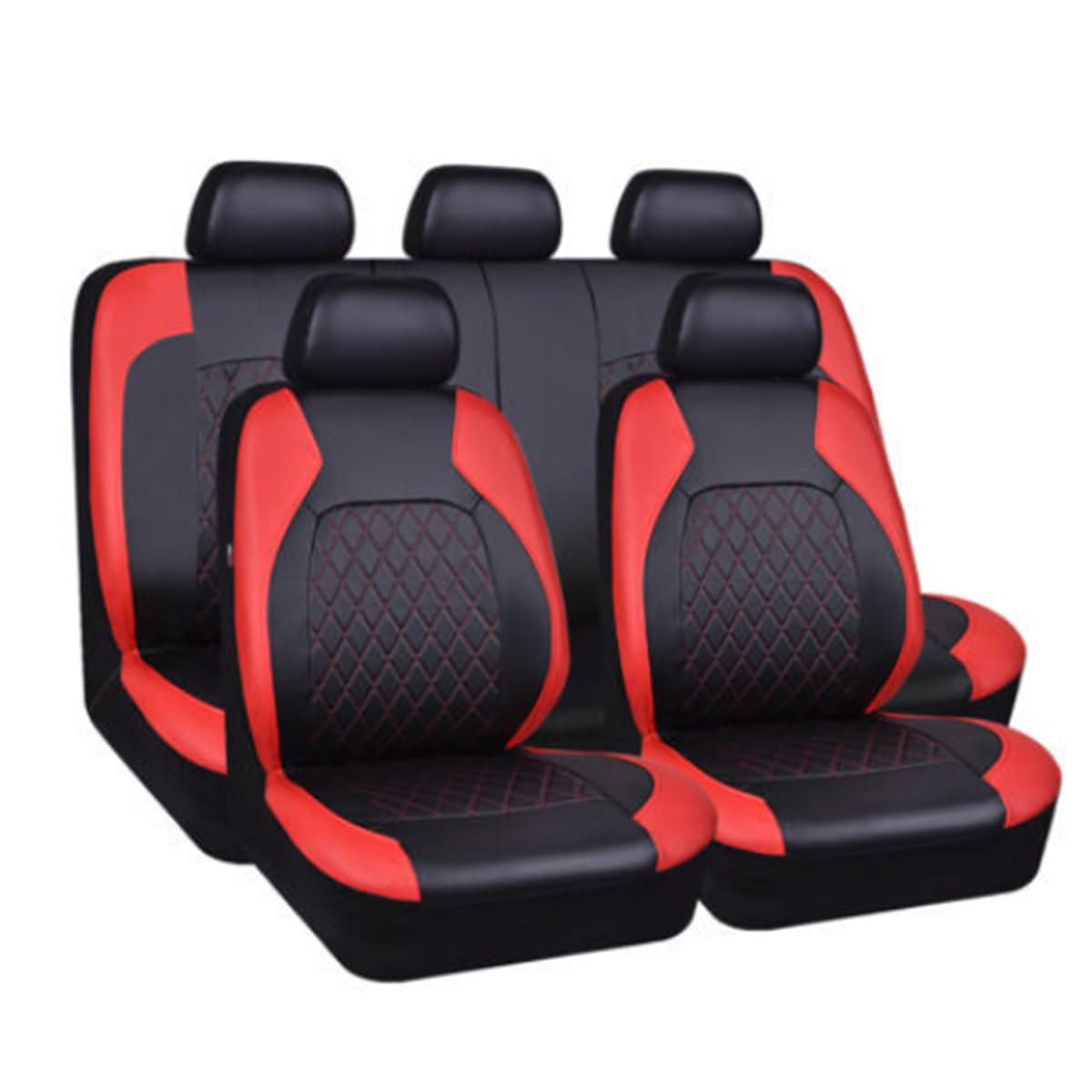 9 PCS Auto Sitzbezüge Set für Suzuki Swift Hatchback (AZG) 2.Gen 5-Door 2013-2018,Auto Schonbezüge Komplettset,Leder 5-Sitze Autositz Sitzschoner,A/9pcs Set Red von AMAIR