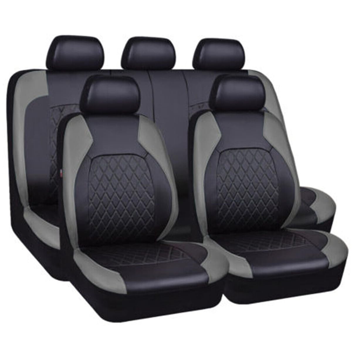 AMAIR 9 PCS Auto Sitzbezüge Set für Ford F150 (2door) 2011 2012 2013 2014,Auto Schonbezüge Komplettset,Leder 5-Sitze Autositz Sitzschoner,A/9pcs Set Grey von AMAIR