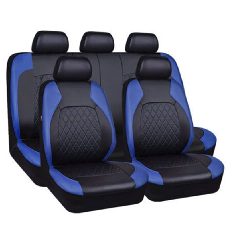 AMAIR 9 PCS Auto Sitzbezüge Set für Toyota C-HR CHR Hybrid/C-HR EV B-Hybrid/2016-2023,Auto Schonbezüge Komplettset,Leder 5-Sitze Autositz Sitzschoner,A/9pcs Set Blue von AMAIR
