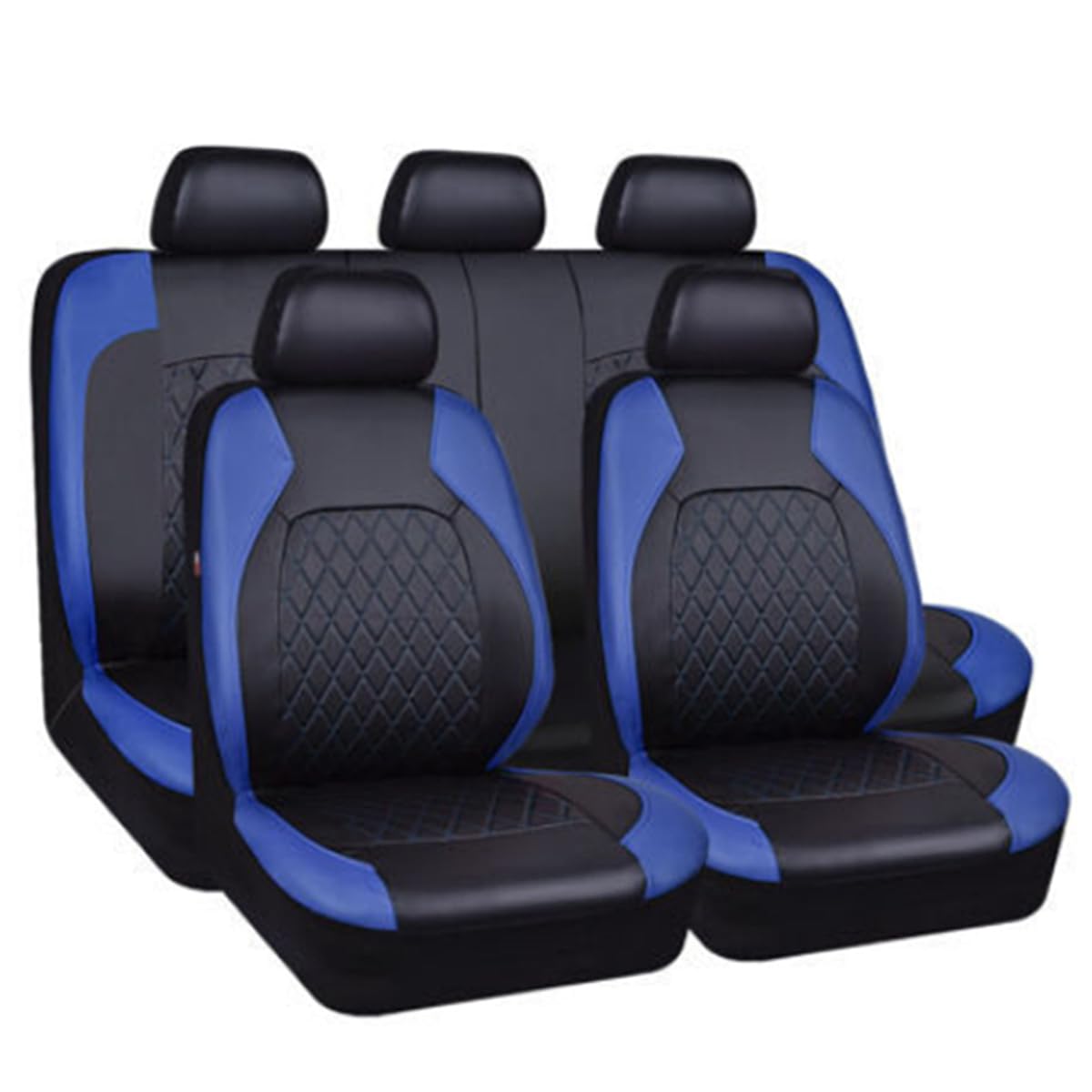 AMAIR 9 PCS Auto Sitzbezüge Set für Toyota RAV4 (XA50) 5. Gen 2020 2021 2022 2023,Auto Schonbezüge Komplettset,Leder 5-Sitze Autositz Sitzschoner,A/9pcs Set Blue von AMAIR