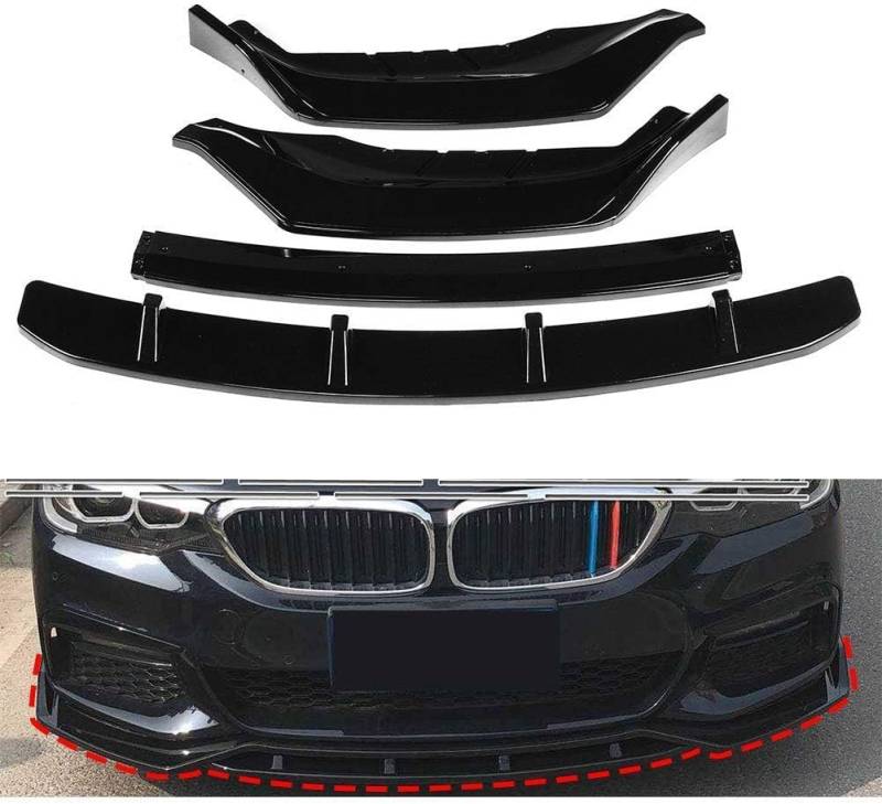 Auto Frontlippe Frontspoiler für BMW 5 Series G30 G31 G38 540i M Sport 2017-2020,Frontlippe Spoiler Protector Car Styling Karosserie-Anbauteile, A/Black von AMAIR