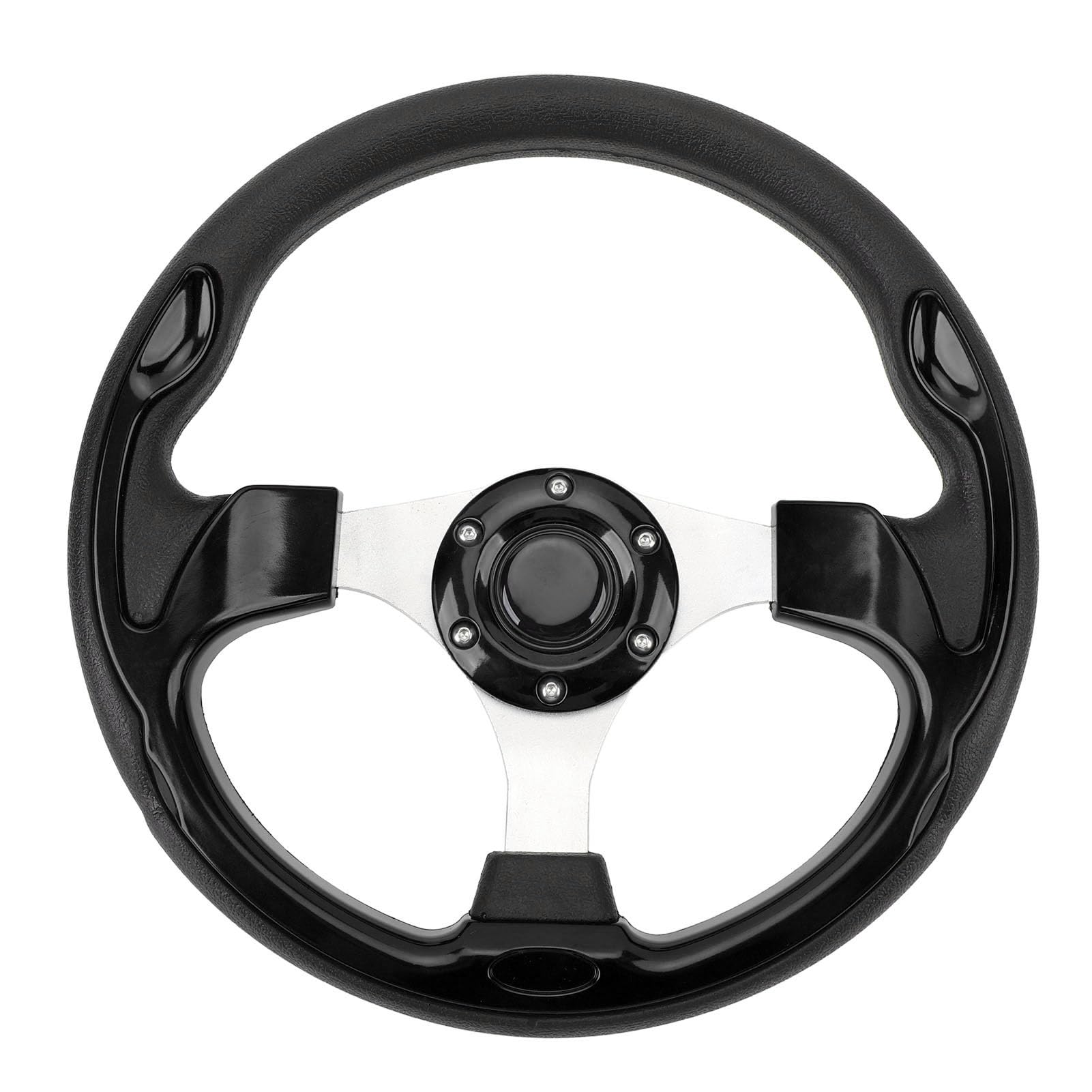 13in Universal Racing Lenkrad PU Leder Aluminium Rahmen, Komfortgriff, Einfache Installation für Autos, Sportsportfahrzeuge (Schwarz) von AMAKO