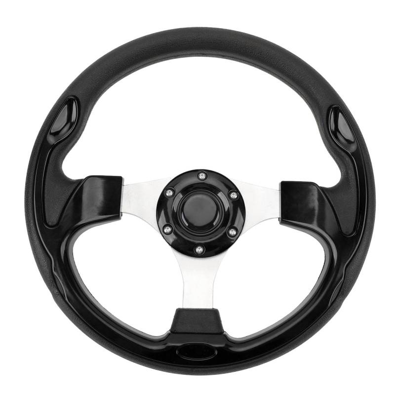13in Universal Racing Lenkrad PU Leder Aluminium Rahmen, Komfortgriff, Einfache Installation für Autos, Sportsportfahrzeuge (Schwarz) von AMAKO