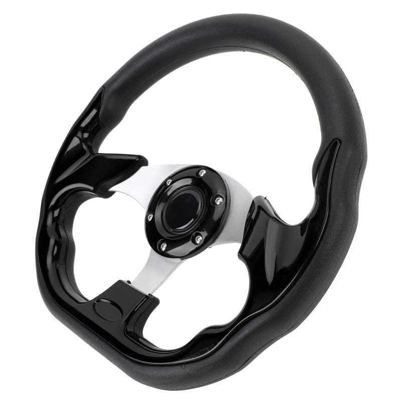 Autolenkrad, 13 Zoll, PU, ​​Stilvolle Optik, Stoßfest, Verbesserter Griff, Einfache Installation, Rennlenkrad für Fahrzeuge (Schwarz) von AMAKO