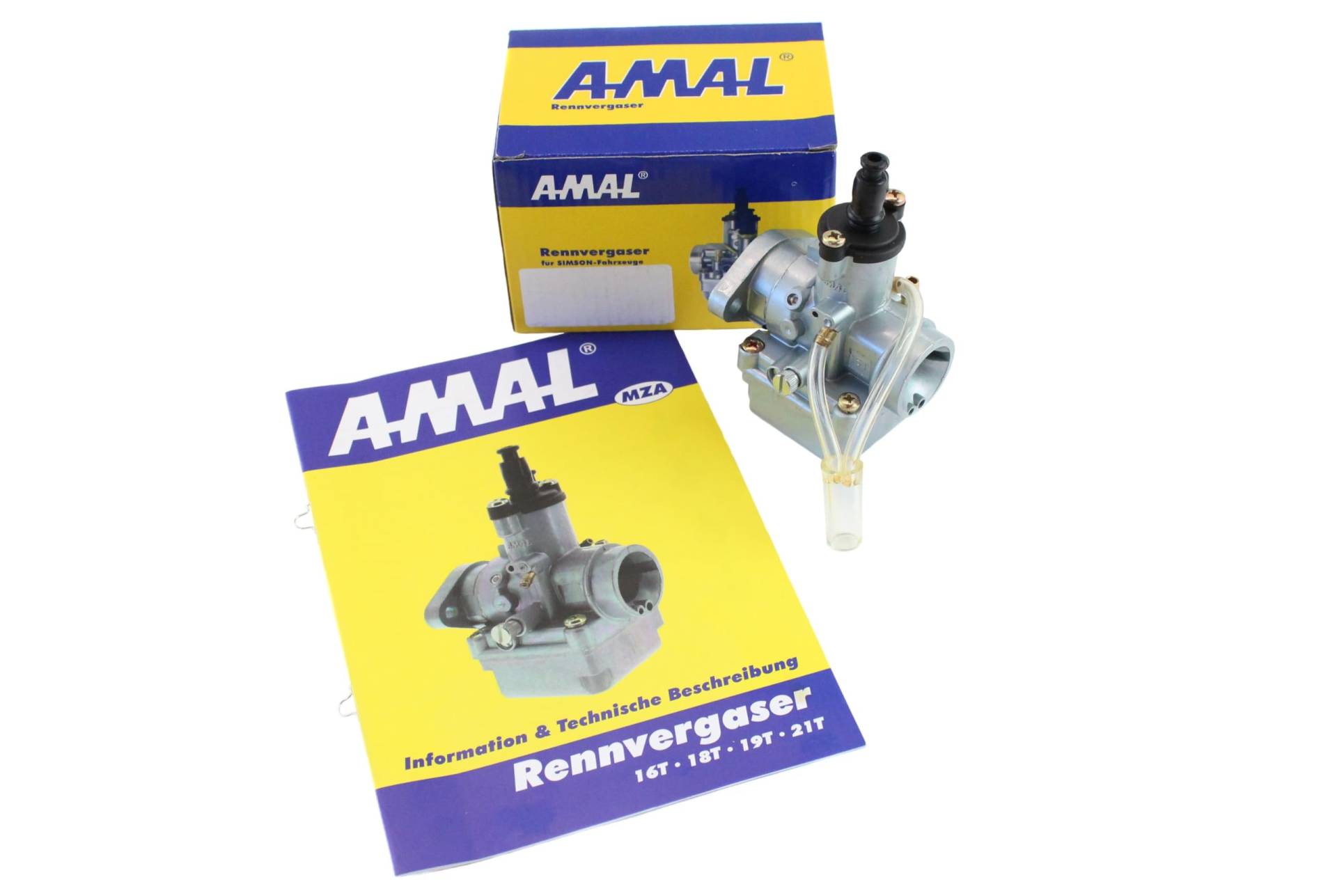 Rennvergaser AMAL 16,00mm, mit Produktheft Technik / Betriebsanleitung !! (SIMSON-Flansch, verstärkt) von AMAL