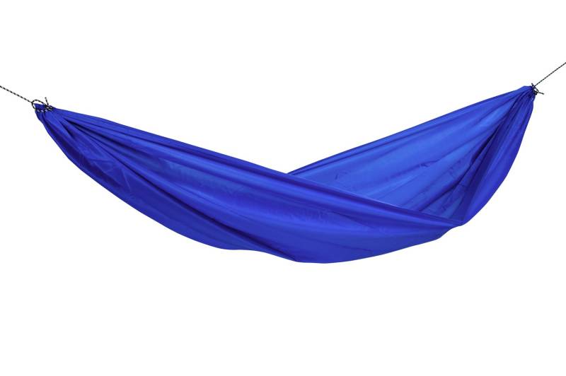 AMAZONAS Ultra-Light Hängemattenset Travel Set Blue große Leichthängematte inkl. Seil und Haken 450g 275x140cm Packmaß 21,5 x 7,5 cm bis 120kg von AMAZONAS