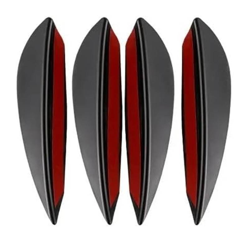 Auto Frontspoiler Lippe 4/6 Stücke Universal Frontschürze Lip Dekoration Diffusor Splitter Flossen Körper Spoiler Canards Wertigkeit Kinn Auto Tuning Canard Decor(4PCS Black) von AMBMREDPEV