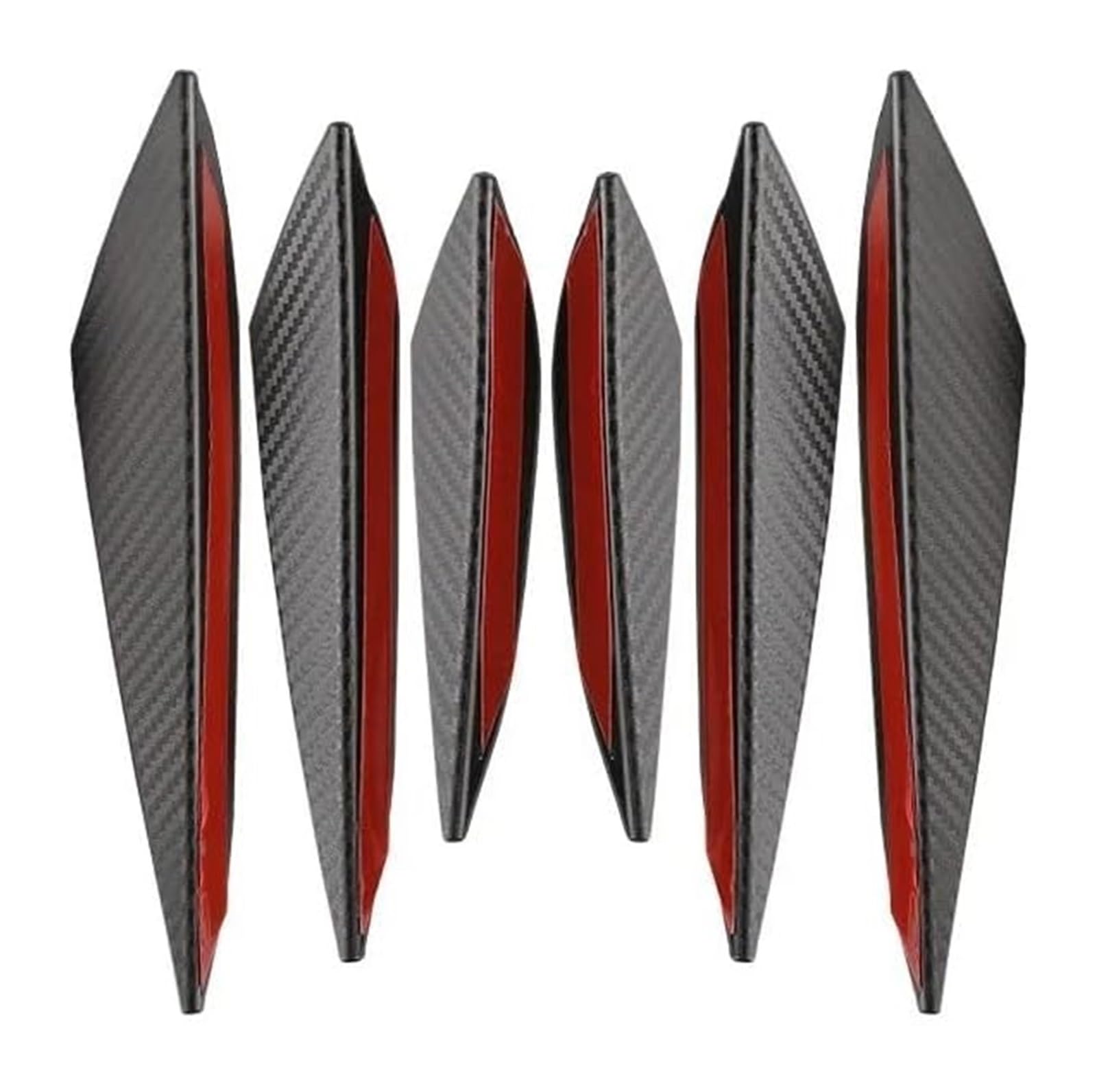 Auto Frontspoiler Lippe 4/6 Stücke Universal Frontschürze Lip Dekoration Diffusor Splitter Flossen Körper Spoiler Canards Wertigkeit Kinn Auto Tuning Canard Decor(6PCS Carbon Fiber) von AMBMREDPEV