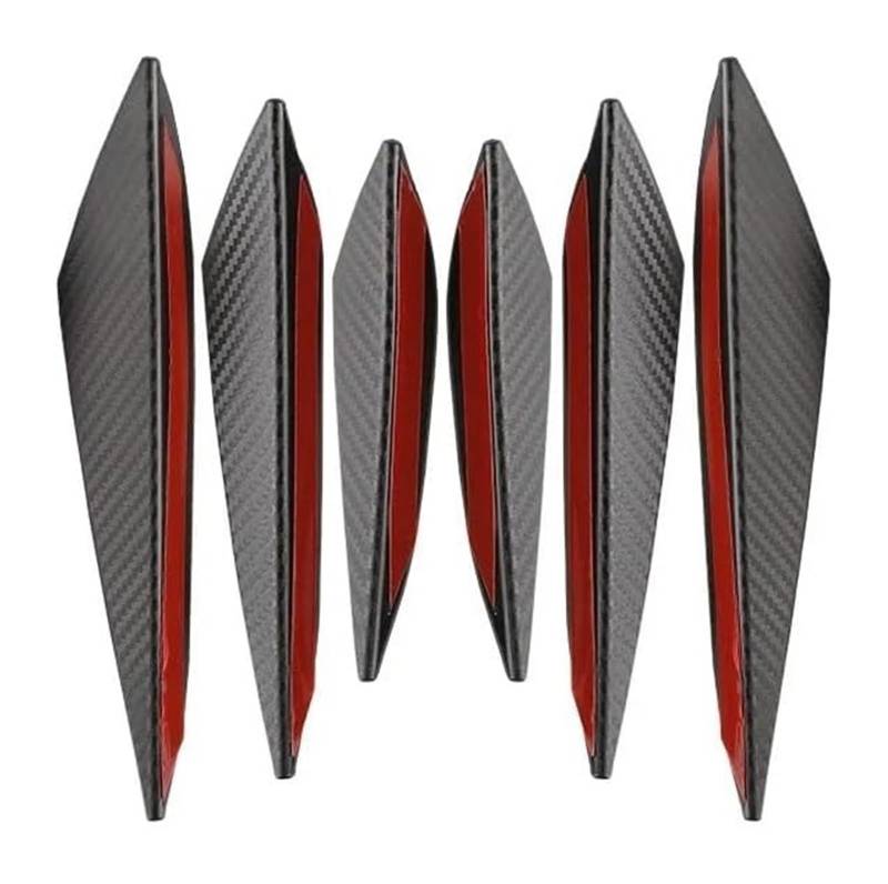 Auto Frontspoiler Lippe 4/6 Stücke Universal Frontschürze Lip Dekoration Diffusor Splitter Flossen Körper Spoiler Canards Wertigkeit Kinn Auto Tuning Canard Decor(6PCS Carbon Fiber) von AMBMREDPEV
