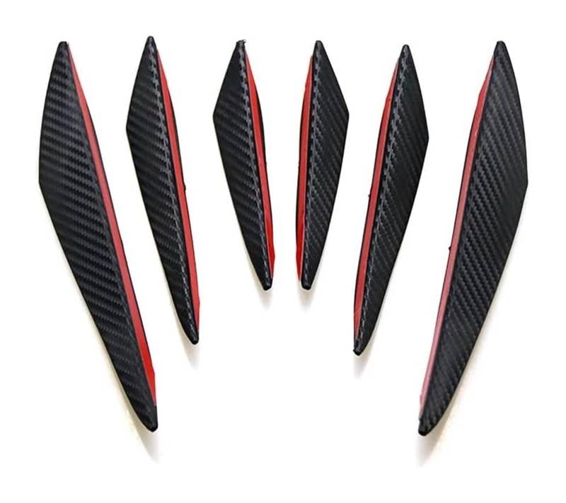 Auto Frontspoiler Lippe 6 Teile/satz Dekoration Diffusor Splitter Fin Körper Spoiler Canard Wertigkeit Kinn Auto Tuning Canard Universal Frontschürze Lippe(Carbon Fiber 6pcs) von AMBMREDPEV