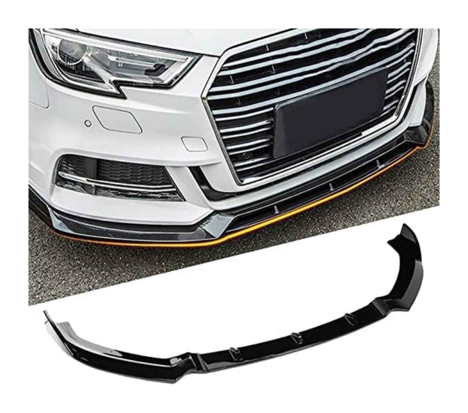 Auto Frontspoiler Lippe Für A3 S-Line 8V 2017–2018 Frontstoßstangenlippe Kinnspoiler Kohlefaser-Look Frontdiffusor Diffusor Normal-B Glänzendes Schwarz(BGlossyBlack) von AMBMREDPEV