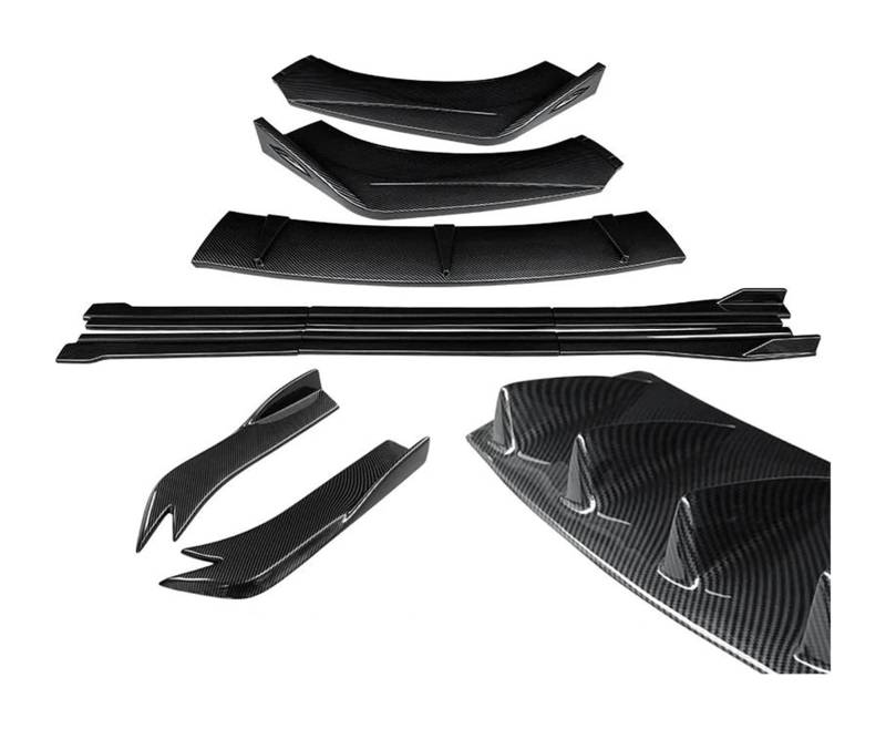 Auto Frontspoiler Lippe Für A4 B7 B8.5 S4 RS4 Universal Frontschürze Lip Spoiler Seite Splitter Deflektor Körper Kit Guards Seite Schritt Rock 12 Stücke(Carbon Fiber Look) von AMBMREDPEV