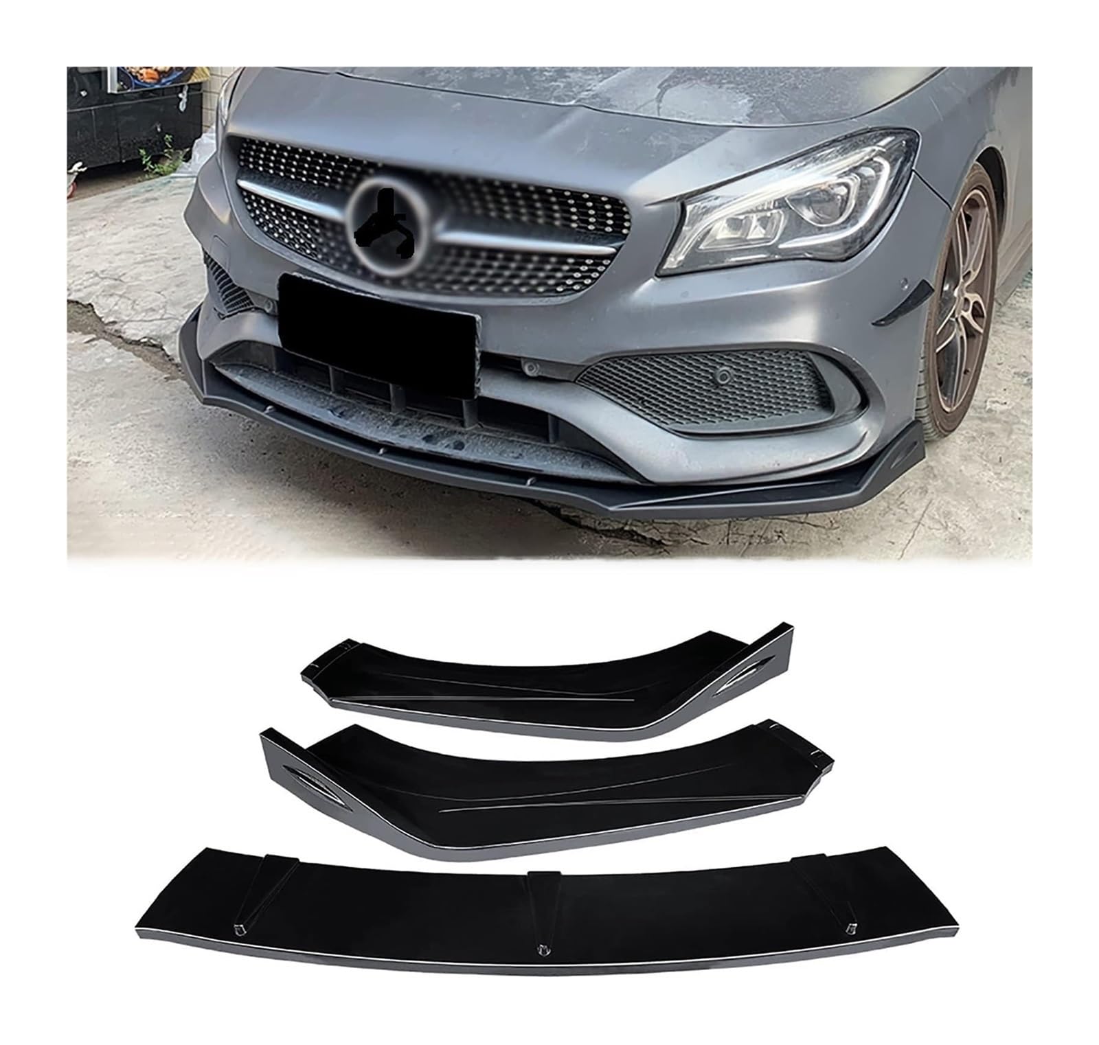 Auto Frontspoiler Lippe Für B&enz Klasse CLA200 CLA250 2013–2022 Frontstoßstange Lippe Kinnspoiler Carbon Look Frontdiffusor Diffusor Normal-B-Mattschwarz(A-glossyblack) von AMBMREDPEV