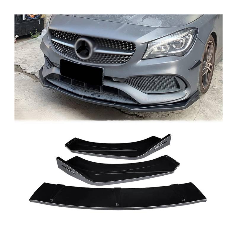 Auto Frontspoiler Lippe Für B&enz Klasse CLA200 CLA250 2013–2022 Frontstoßstange Lippe Kinnspoiler Carbon Look Frontdiffusor Diffusor Normal-B-Mattschwarz(A-glossyblack) von AMBMREDPEV
