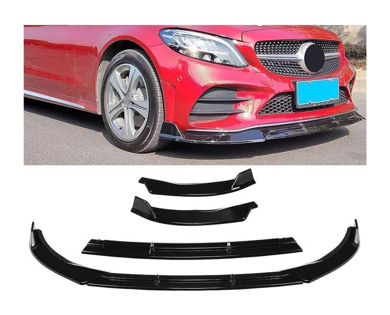 Auto Frontspoiler Lippe Für B&enz W205 Klasse C Sport 2019–2020 Frontstoßstange Lippe Kinnspoiler Kohlefaser-Look Frontdiffusor Diffusor Auto-Frontspoiler von AMBMREDPEV
