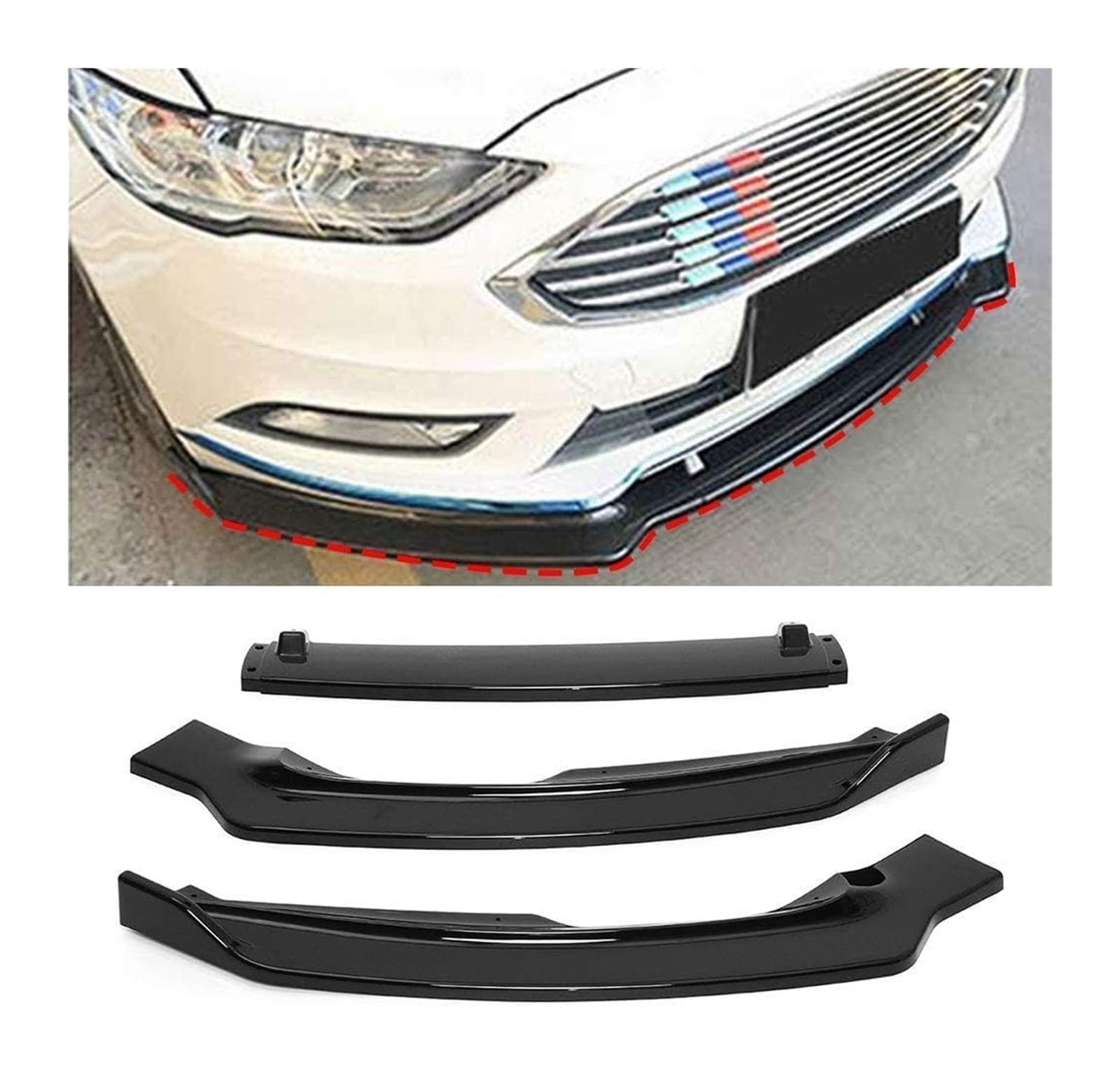 Auto Frontspoiler Lippe Für Ford Für Fusion Für Mondeo 2017-2018 Frontschürze Lippe Kinn Spoiler Carbon Look Front Diffusor Diffusor Glänzendschwarz(Glossblack) von AMBMREDPEV