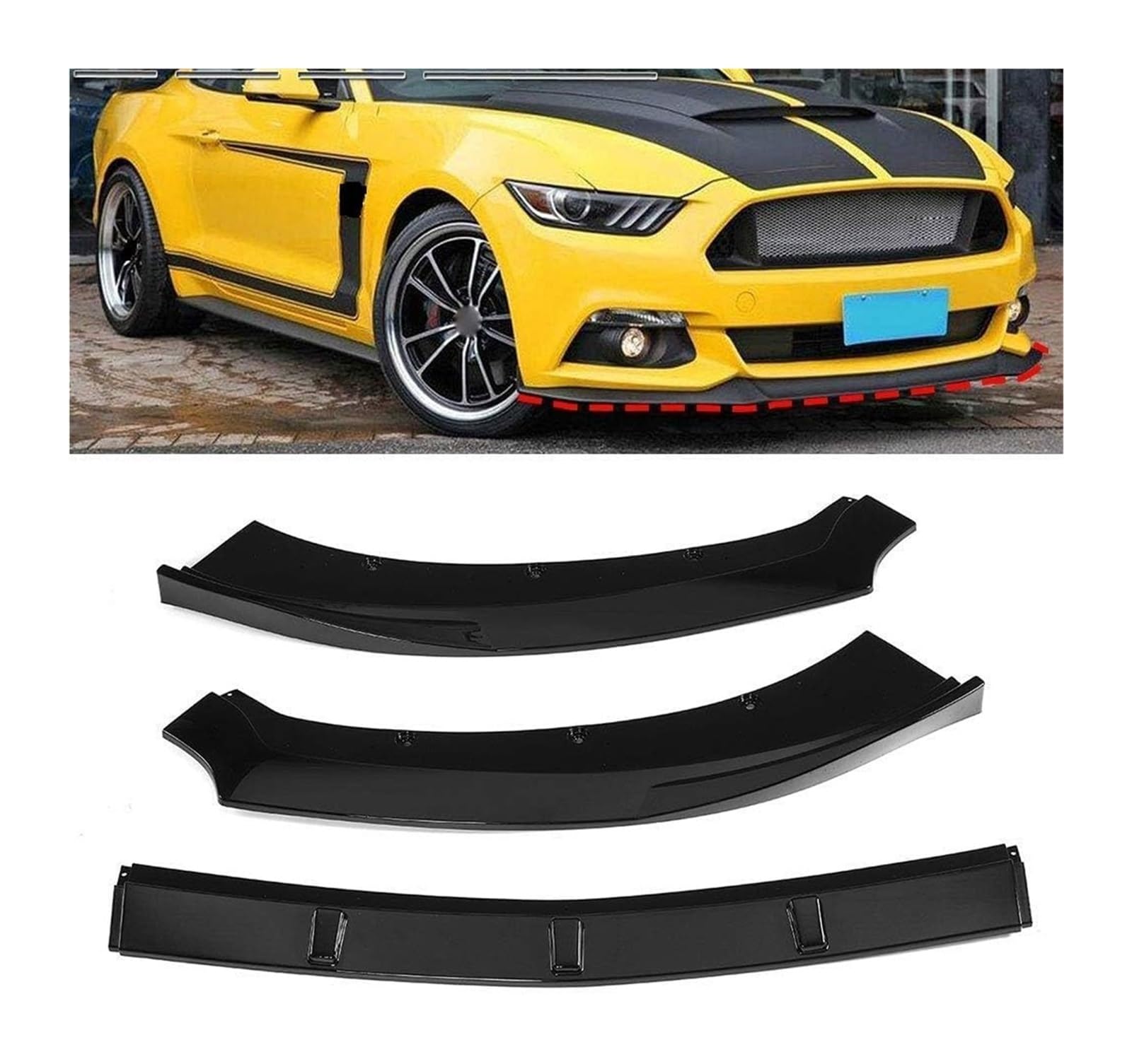 Auto Frontspoiler Lippe Für Ford Für Mustang 2015-2017 Frontschürze Lippe Kinn Spoiler Carbon Look Front Diffusor Diffusor Mattschwarz Auto Front Spoiler(Carbonfiberlook) von AMBMREDPEV