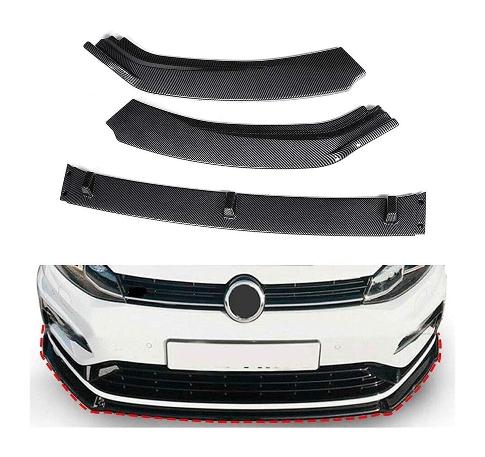 Auto Frontspoiler Lippe Für G&olf MK7 MK7.5 2014-2017 Frontschürze Lippe Kinn Spoiler Carbon Look Front Diffusor Diffusor Mattschwarz Auto Front Spoiler(Carbonfiberlook) von AMBMREDPEV