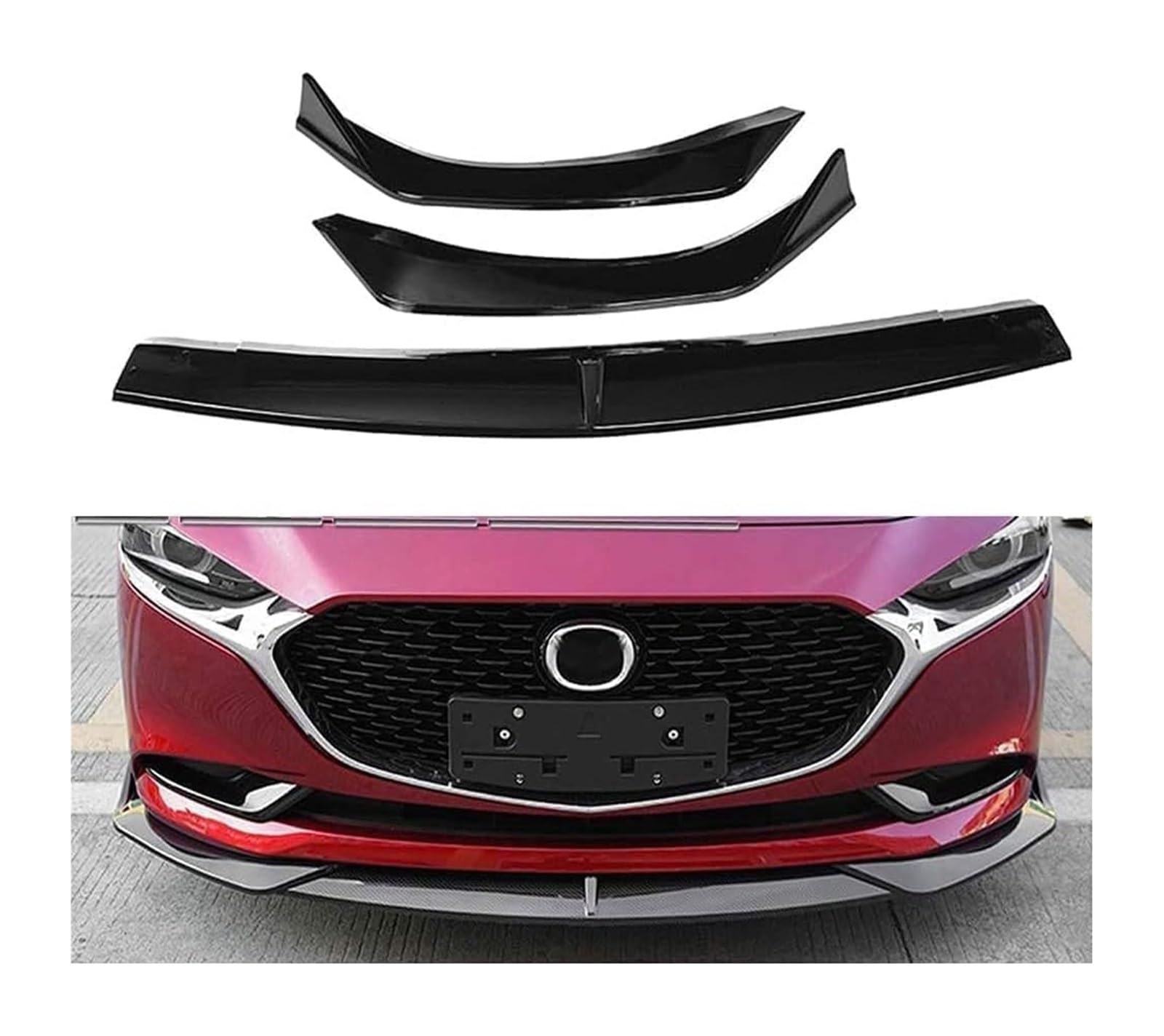 Auto Frontspoiler Lippe Für Mazda 3 Limousine Für Axela 2019 2020 Frontschürze Lippe Kinn Spoiler Carbon Look Front Diffusor Diffusor Mattschwarz(Glossyblack) von AMBMREDPEV