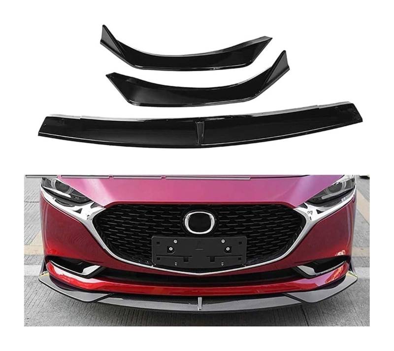 Auto Frontspoiler Lippe Für Mazda 3 Limousine Für Axela 2019 2020 Frontschürze Lippe Kinn Spoiler Carbon Look Front Diffusor Diffusor Mattschwarz(Glossyblack) von AMBMREDPEV