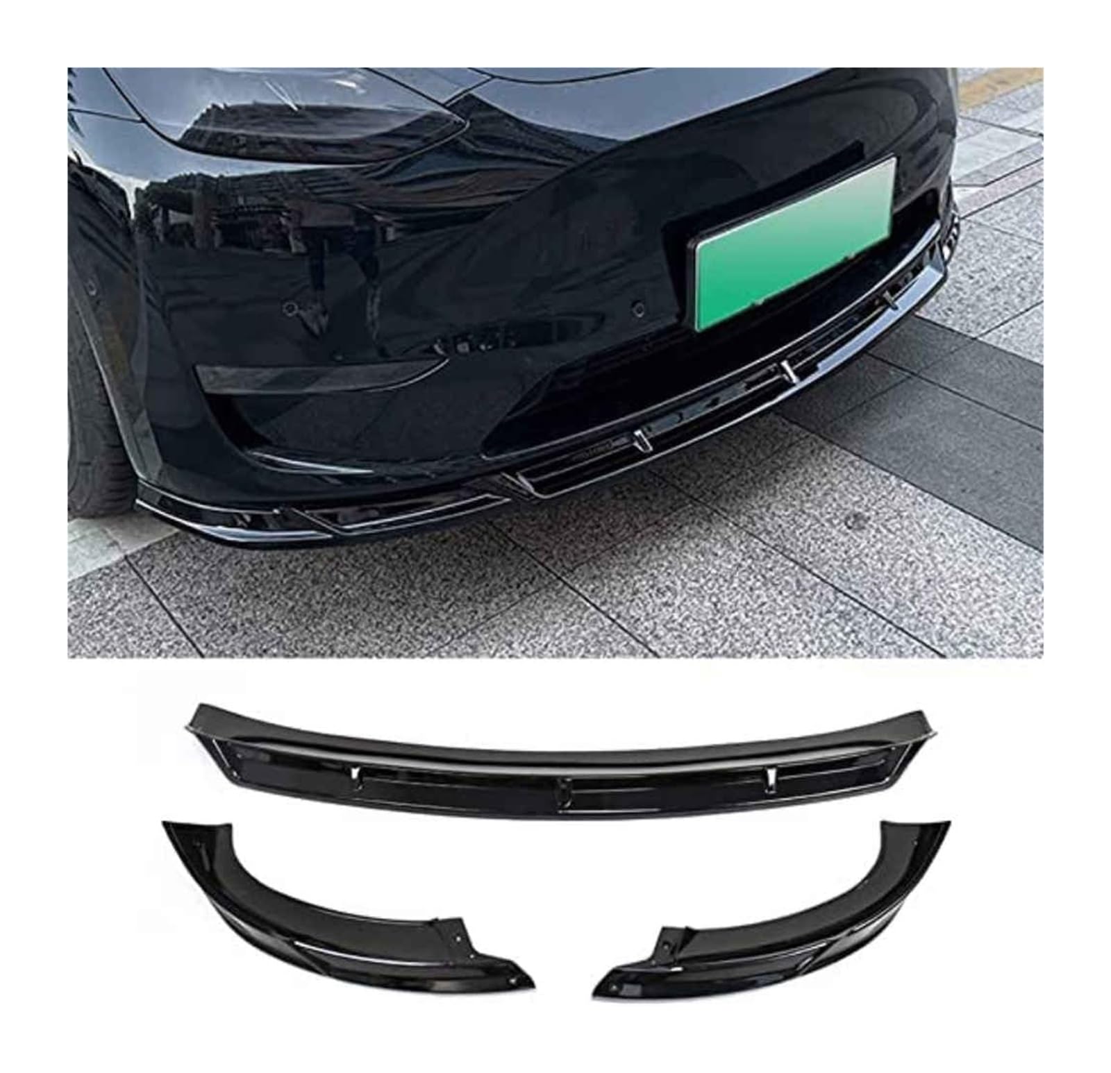 Auto Frontspoiler Lippe Für Model Y 2021 2022 Frontschürze Lippe Kinn Spoiler Carbon Look Front Diffusor Diffusor Normal-B Glänzend Schwarz(BGlossyBlack) von AMBMREDPEV