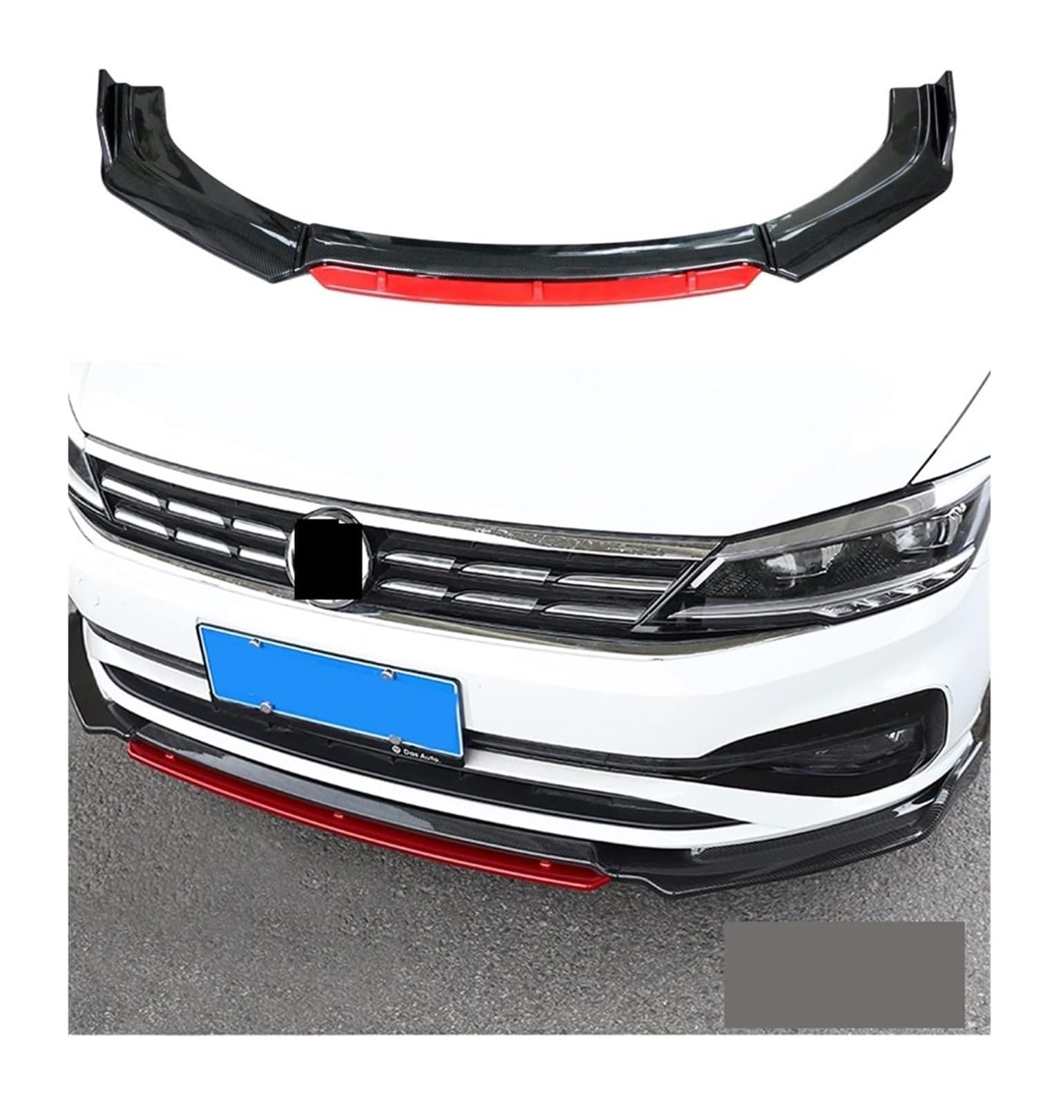 Auto Frontspoiler Lippe Für VW Für POLO Für MK6 2015-2021 Universal Frontschürze Lip Seite Splitter Diffusor Körper Kit Spoiler Wachen Auto Heckspoiler(Carbon Look Red) von AMBMREDPEV