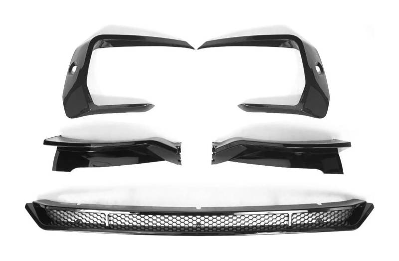 Auto Frontspoiler Lippe Für VW T6.1 Für Transporter 2019 2020 2021 Kühlergrill Vorne Niere 5 Teile/satz Glanz Schwarz Stil Front Splitter Lip(With Hole) von AMBMREDPEV