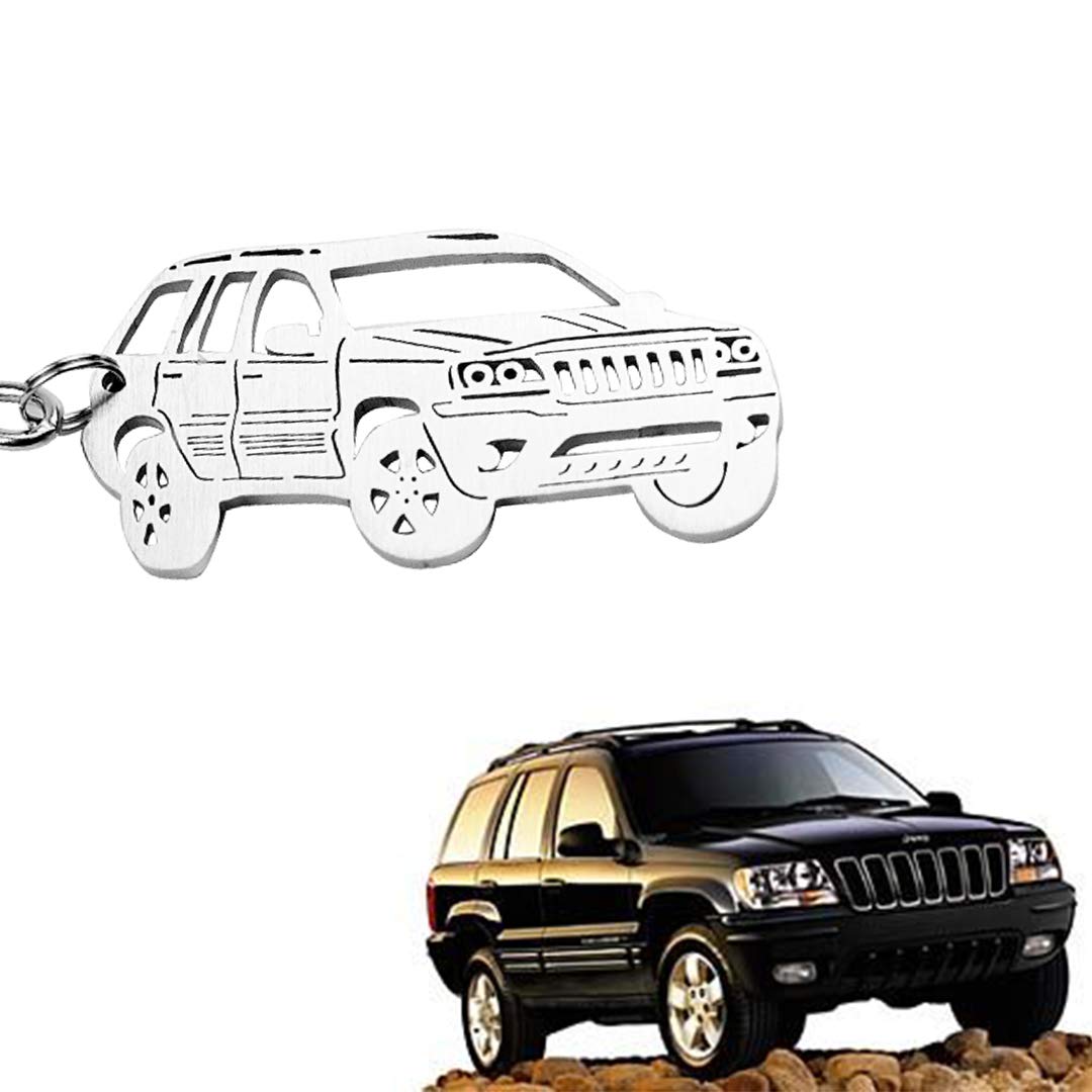 AMFRNE Speziell für Jeep Grand Cherokee Edelstahl-Schlüsselanhänger, Geschenkidee und Sammlung für Grand Cherokee-Fans Liebhaber, Grand Cherokee Zubehör, silber, small keychain von AMFRNE